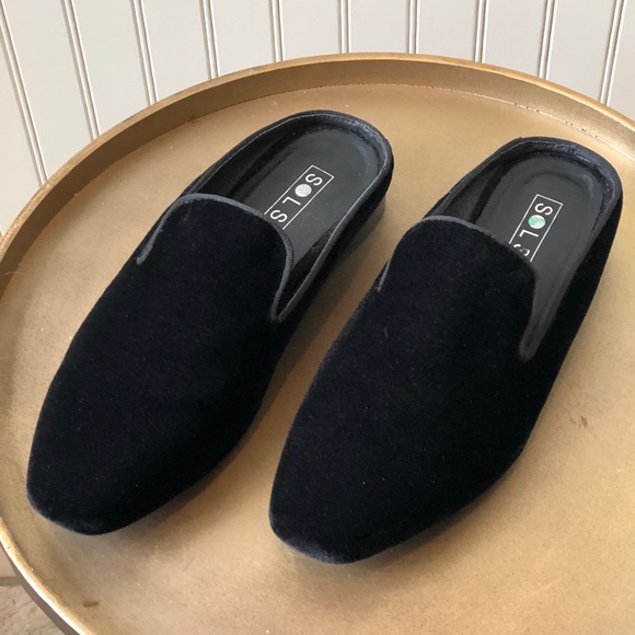 SOL SANA BLACK VELVET SLIDES SMOKING SLIPPERS | SIZE: 36 | EUC - Picture 2 of 7